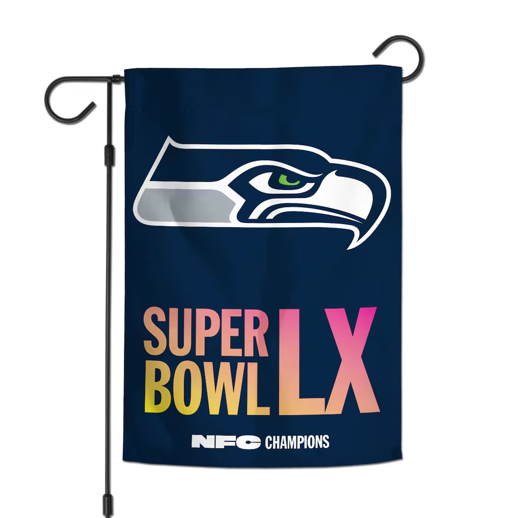 SEATTLE SEAHAWKS 2025 NFC CONFERENCE CHAMPIONS 2-SIDED 12.5" X 18" GARDEN FLAG