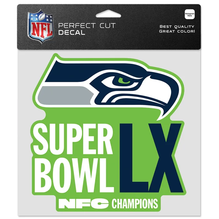 SEATTLE SEAHAWKS 2025 NFC CONFERENCE CHAMPIONS 8" X 8" PERFECT CUT DECAL