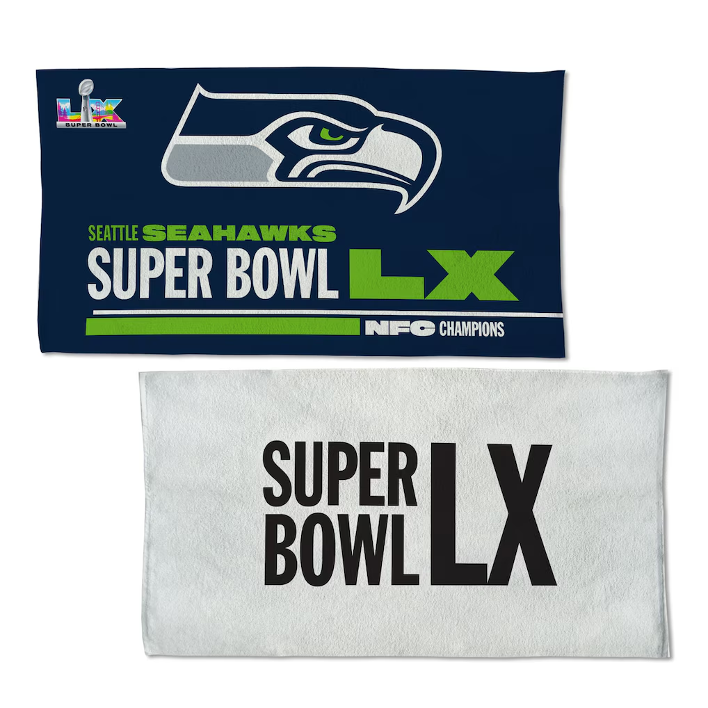 SEATTLE SEAHAWKS 2025 NFC CONFERENCE CHAMPIONS FULL COLOR LOCKER ROOM 22" X 42" 2-SIDED TOWEL