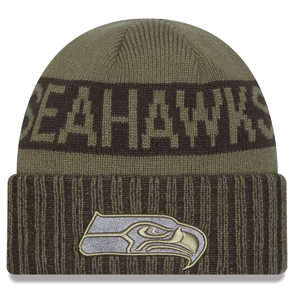 SEATTLE SEAHAWKS 2025 NFL SALUTE TO SERVICE CUFFED KNIT BEANIE - DARK GREEN