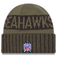 SEATTLE SEAHAWKS 2025 NFL SALUTE TO SERVICE CUFFED KNIT BEANIE - DARK GREEN