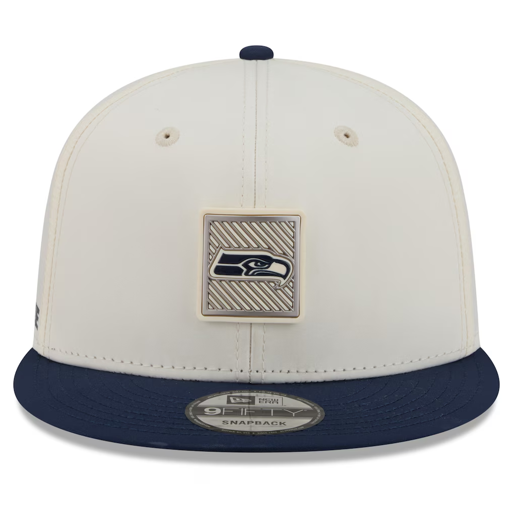 SEATTLE SEAHAWKS 2026 NFL TRAINING CAMP 9FIFTY SNAPBACK HAT - CHROME WHITE/NAVY
