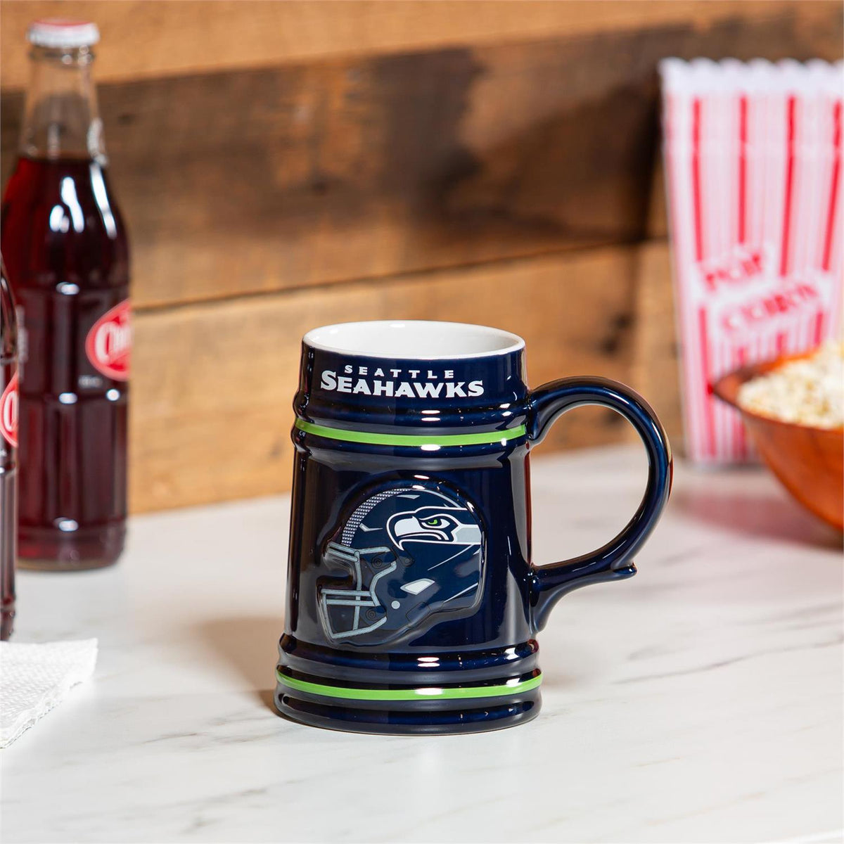 SEATTLE SEAHAWKS 24OZ CERAMIC STEIN CUP WITH GIFT BOX