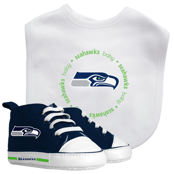 SET DE REGALO DE BABERO Y PRE-WALKERS PARA BEBÉ DE 2 PIEZAS SEATTLE SEAHAWKS