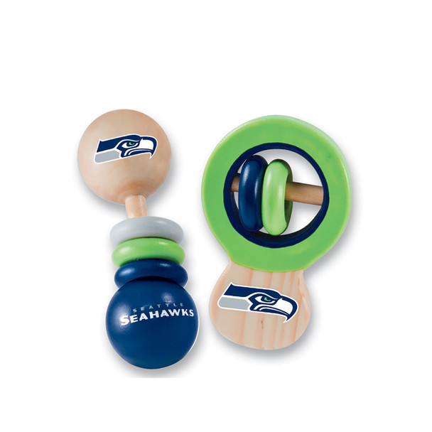 SEATTLE SEAHAWKS BABY WOOD RATTLES