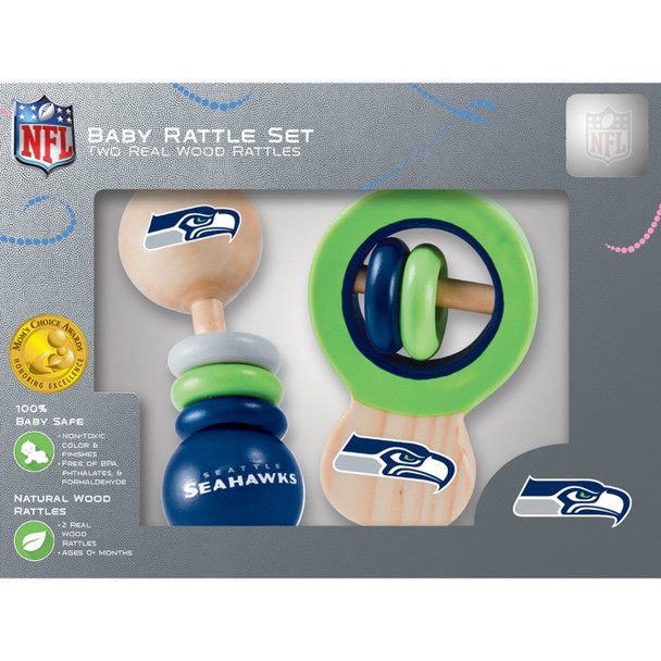 SEATTLE SEAHAWKS BABY WOOD RATTLES