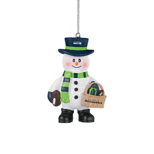 SEATTLE SEAHAWKS BASKET SNOWMAN ORNAMENT