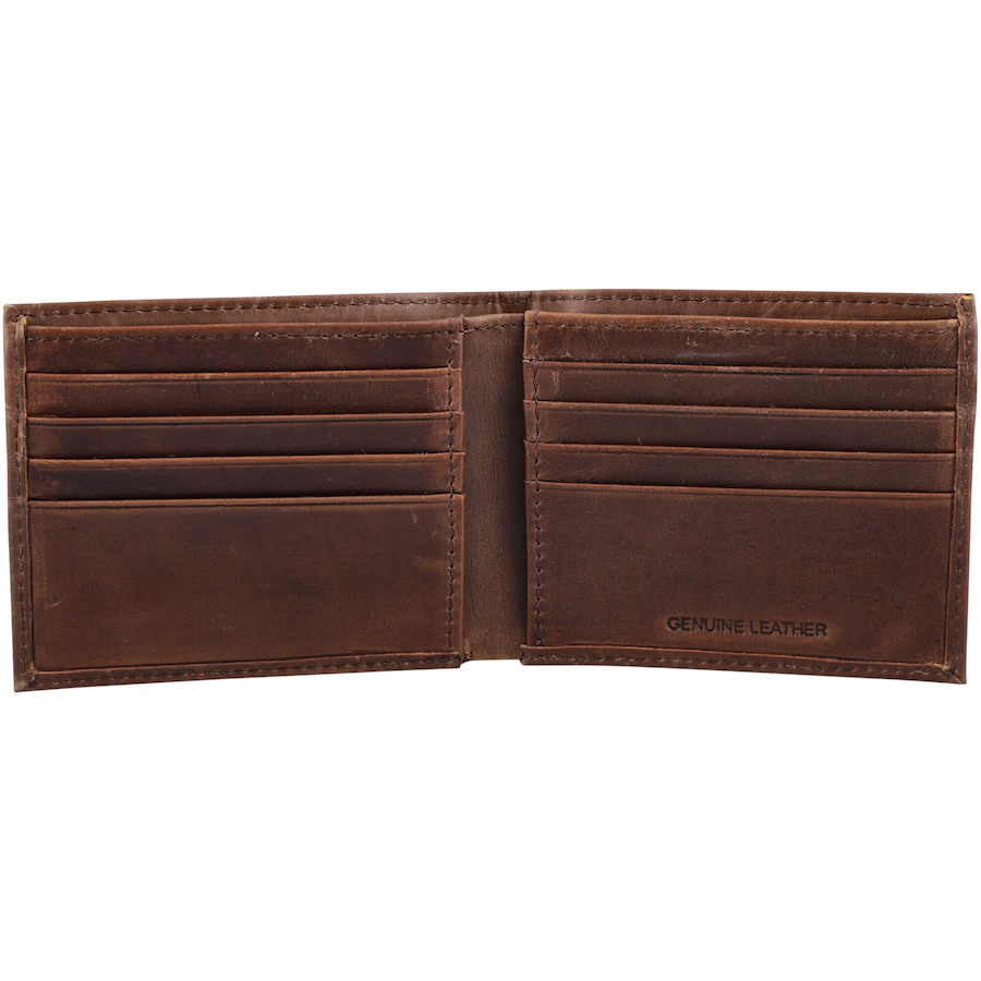 SEATTLE SEAHAWKS BROWN BI-FOLD LEATHER WALLET