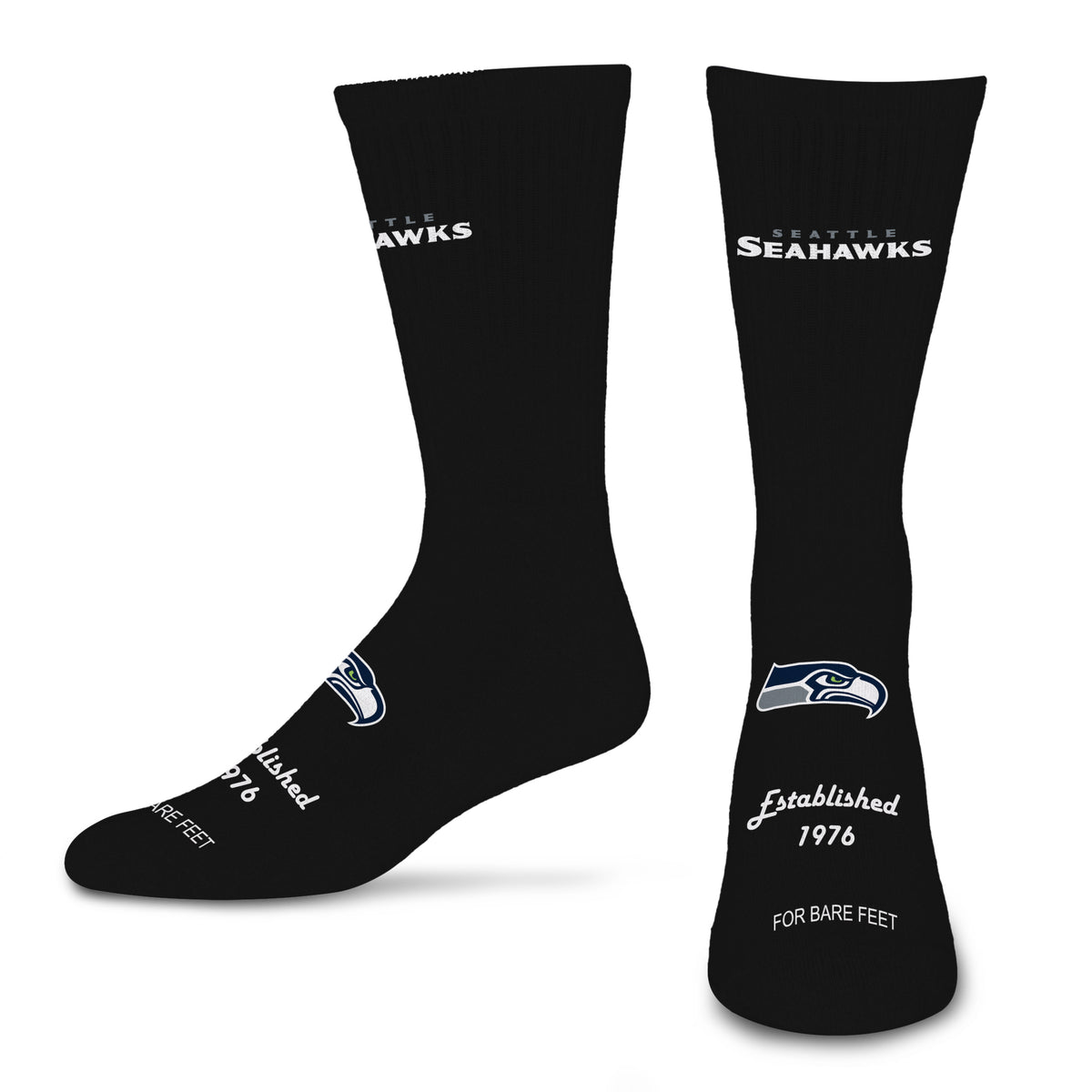 SEATTLE SEAHAWKS MEN'S FOR BARE FEET ESTABLISHED SOCK - BLACK