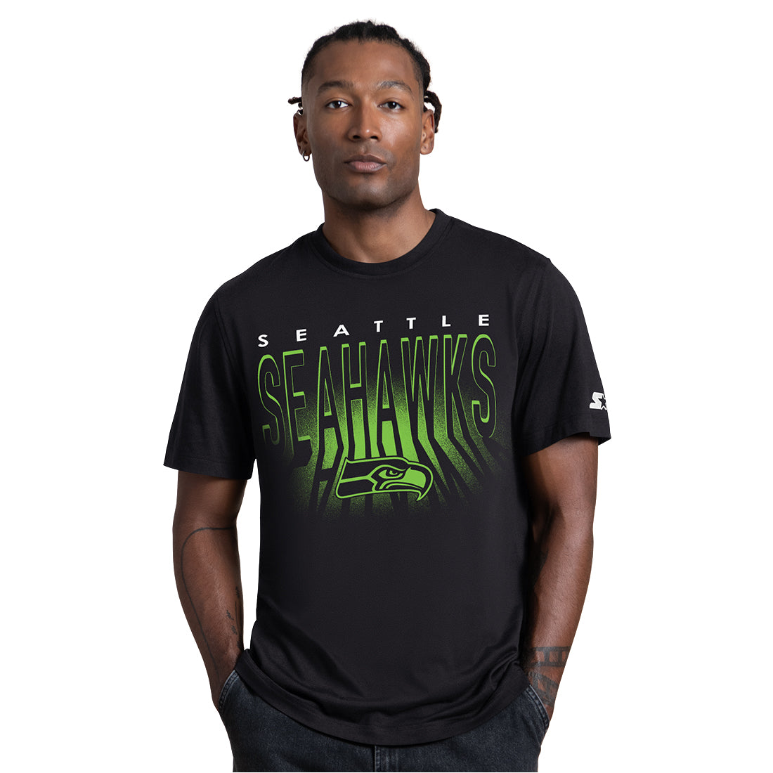 SEATTLE SEAHAWKS MEN'S G-III BY CARL BANKS BACKLIT T-SHIRT - BLACK