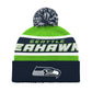 SEATTLE SEAHAWKS MEN'S STARTER LEGACY CUFFED KNIT WITH POM - GREEN/NAVY