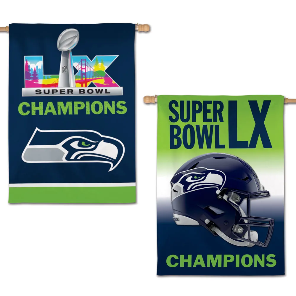 SEATTLE SEAHAWKS SUPER BOWL LX CHAMPIONS 2-SIDED 28" X 40" VERTICAL FLAG