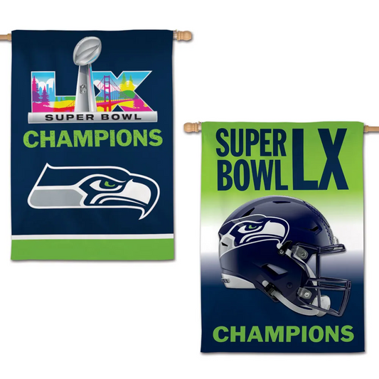 SEATTLE SEAHAWKS SUPER BOWL LX CHAMPIONS 2-SIDED 28" X 40" VERTICAL FLAG
