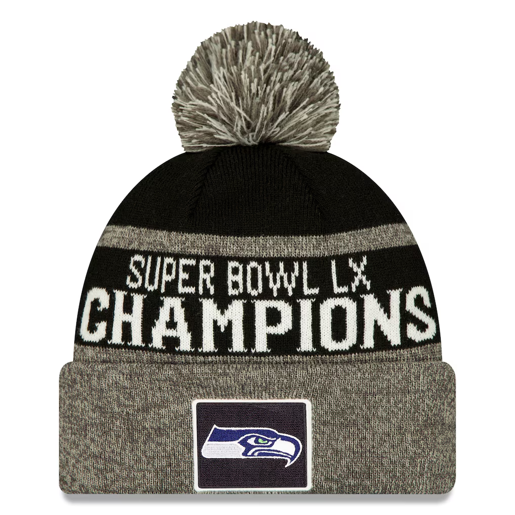 SEATTLE SEAHAWKS SUPER BOWL LX CHAMPIONS PARADE DAY CUFFED KNIT WITH POM