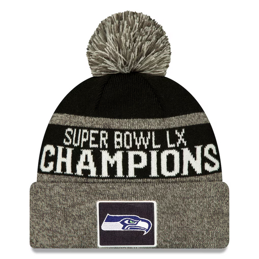 SEATTLE SEAHAWKS SUPER BOWL LX CHAMPIONS PARADE DAY CUFFED KNIT WITH POM