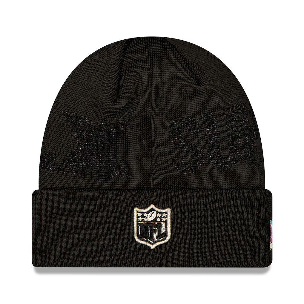 SEATTLE SEAHAWKS SUPER BOWL LX OPENING NIGHT CUFFED KNIT BEANIE - BLACK