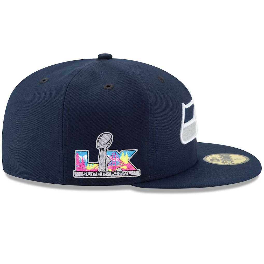SEATTLE SEAHAWKS SUPER BOWL LX SIDE PATCH 59FIFTY FITTED HAT- NAVY