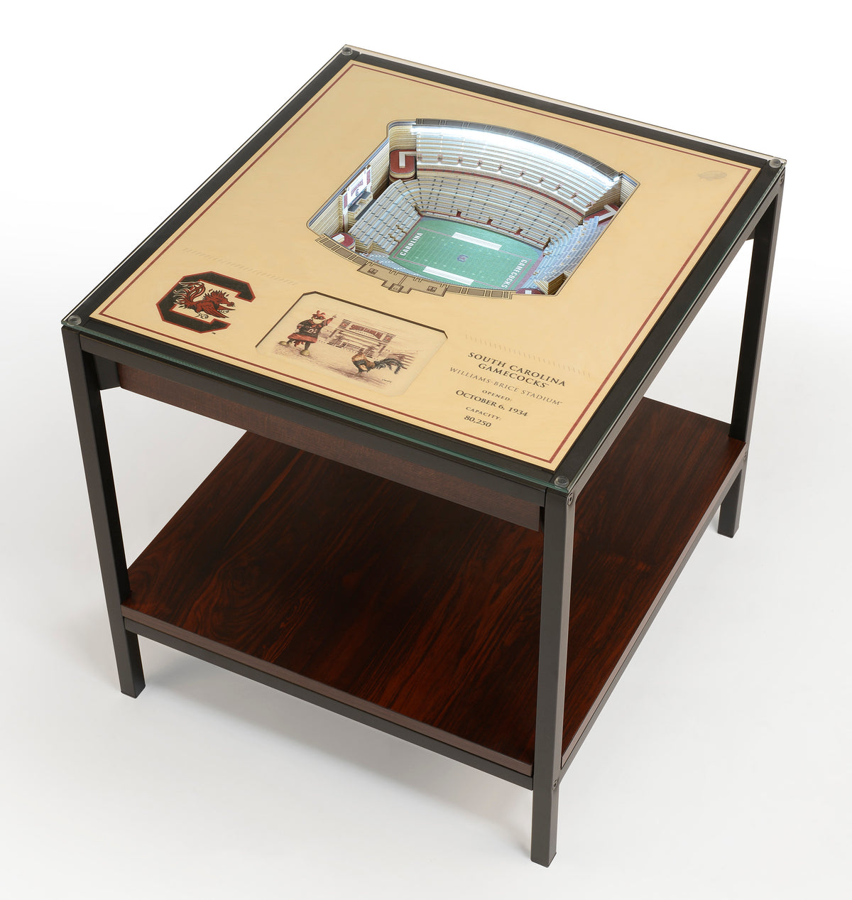 SOUTH CAROLINA GAME COCKS 25 LAYER 3D STADIUM LIGHTED END TABLE