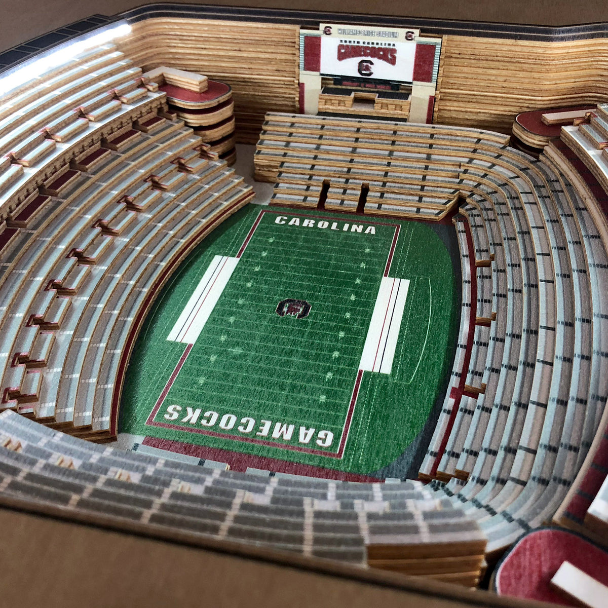 SOUTH CAROLINA GAME COCKS 25 LAYER 3D STADIUM LIGHTED END TABLE
