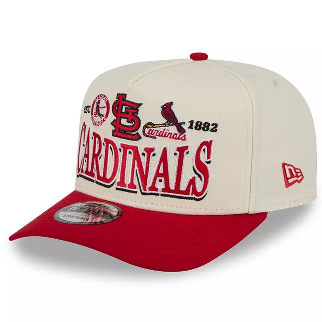 ST. LOUIS CARDINALS NEW ERA TRI-HIT 9FIFTY A-FRAME SNAPBACK HAT - CHROME WHITE/RED