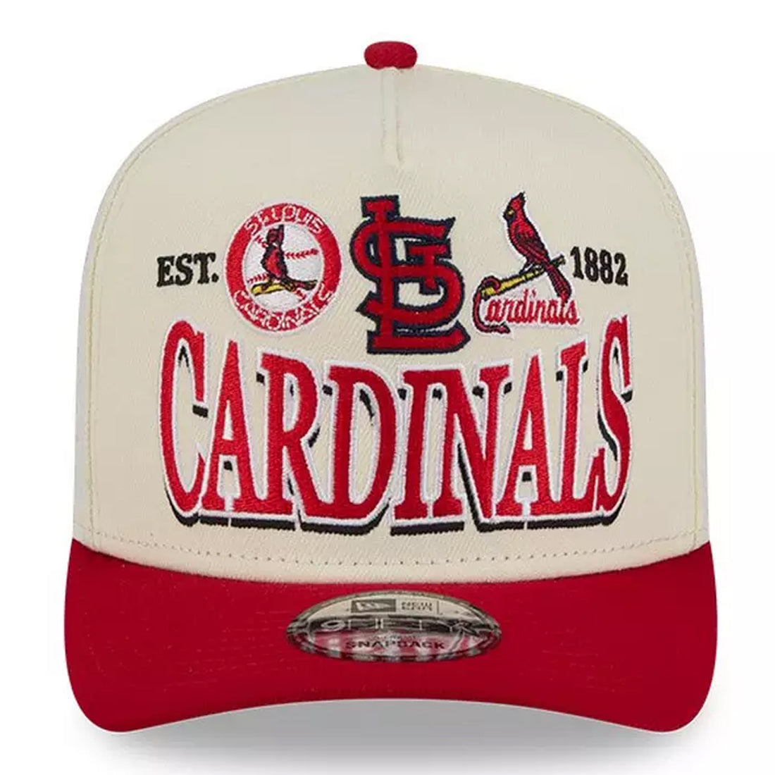 ST. LOUIS CARDINALS NEW ERA TRI-HIT 9FIFTY A-FRAME SNAPBACK HAT - CHROME WHITE/RED