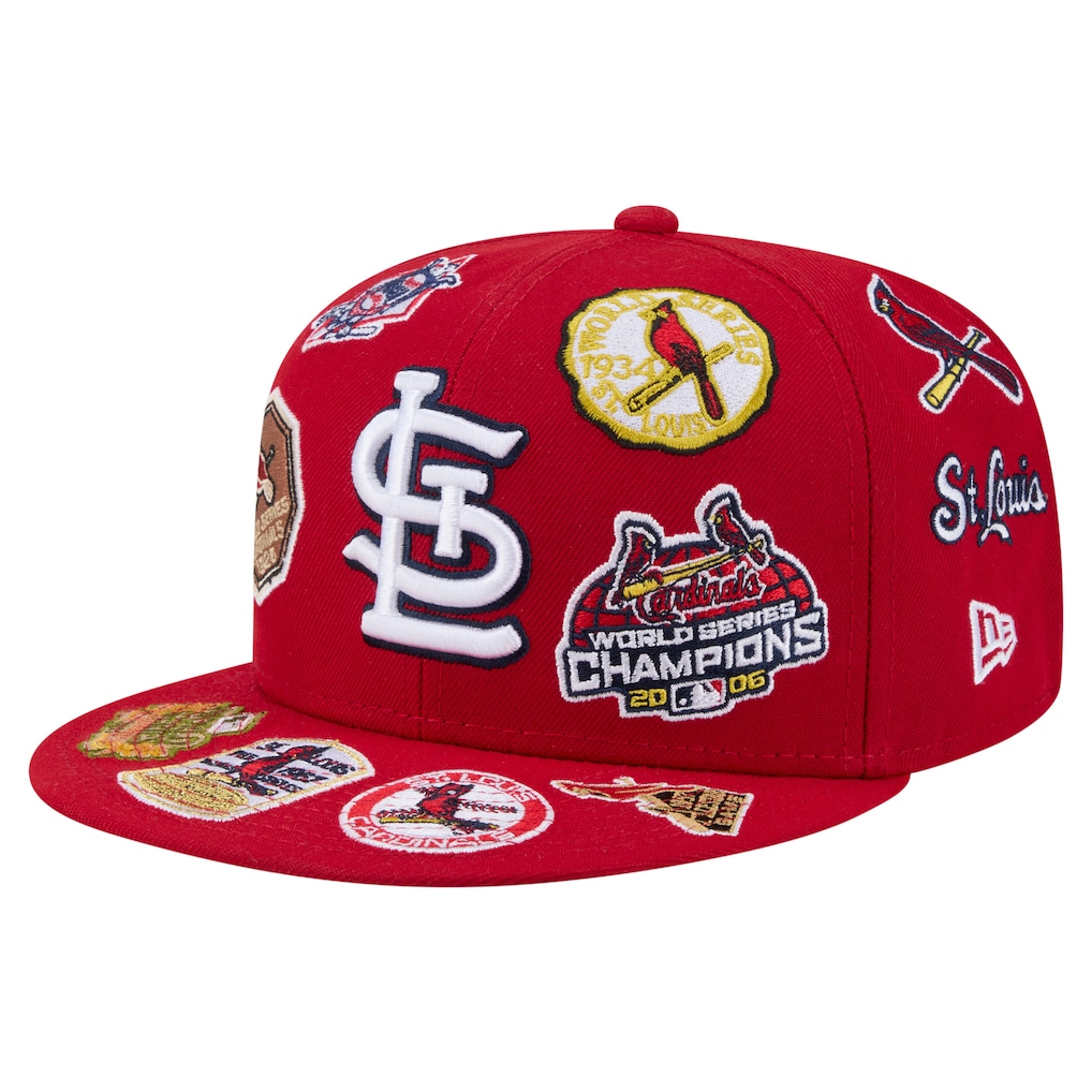 ST.LOUIS CARDINALS ALL OVER PATCH 9FIFTY SNAPBACK HAT - RED