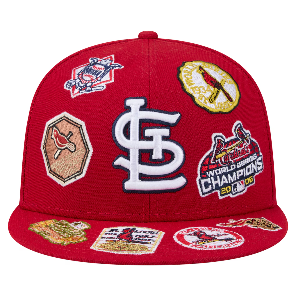 ST.LOUIS CARDINALS ALL OVER PATCH 9FIFTY SNAPBACK HAT - RED