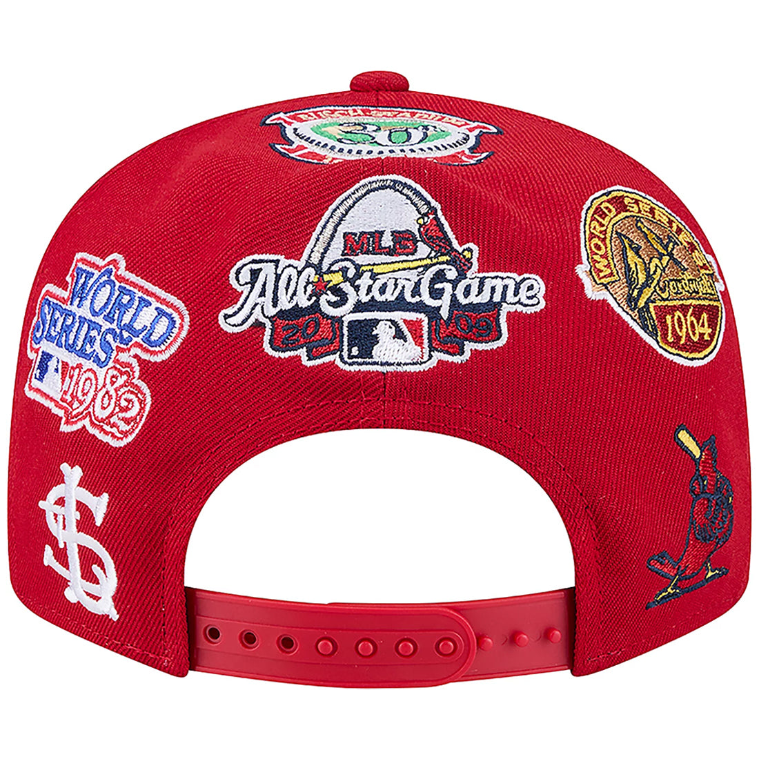 ST.LOUIS CARDINALS ALL OVER PATCH 9FIFTY SNAPBACK HAT - RED