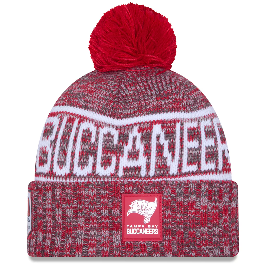 TAMPA BAY BUCCANEERS 2025 NFL SIDELINE COLD WEATHER CUFFED KNIT WITH POM - RED
