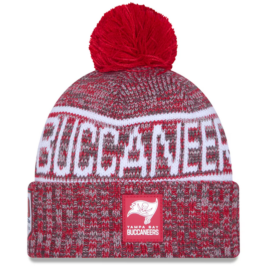 TAMPA BAY BUCCANEERS 2025 NFL SIDELINE COLD WEATHER CUFFED KNIT WITH POM - RED
