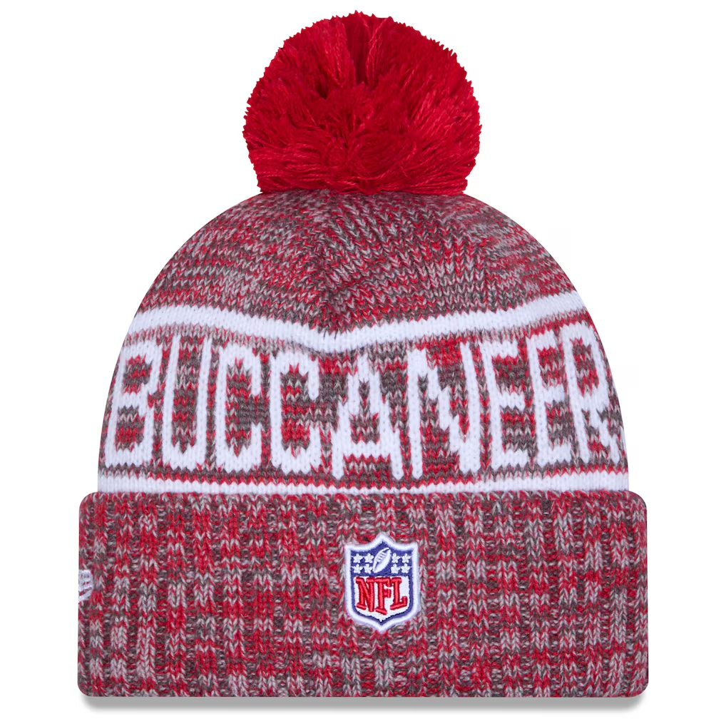 TAMPA BAY BUCCANEERS 2025 NFL SIDELINE COLD WEATHER CUFFED KNIT WITH POM - RED