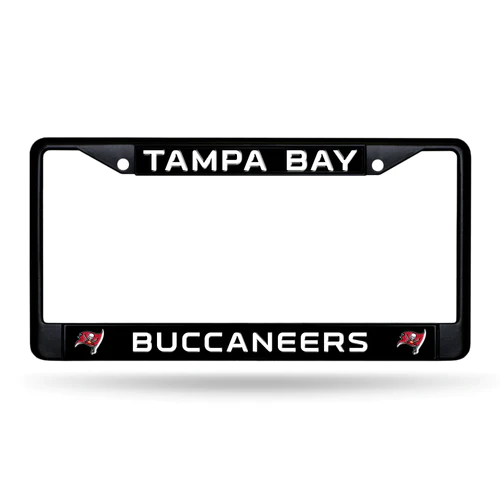 TAMPA BAY BUCCANEERS BLACK CHROME METAL LICENSE PLATE FRAME