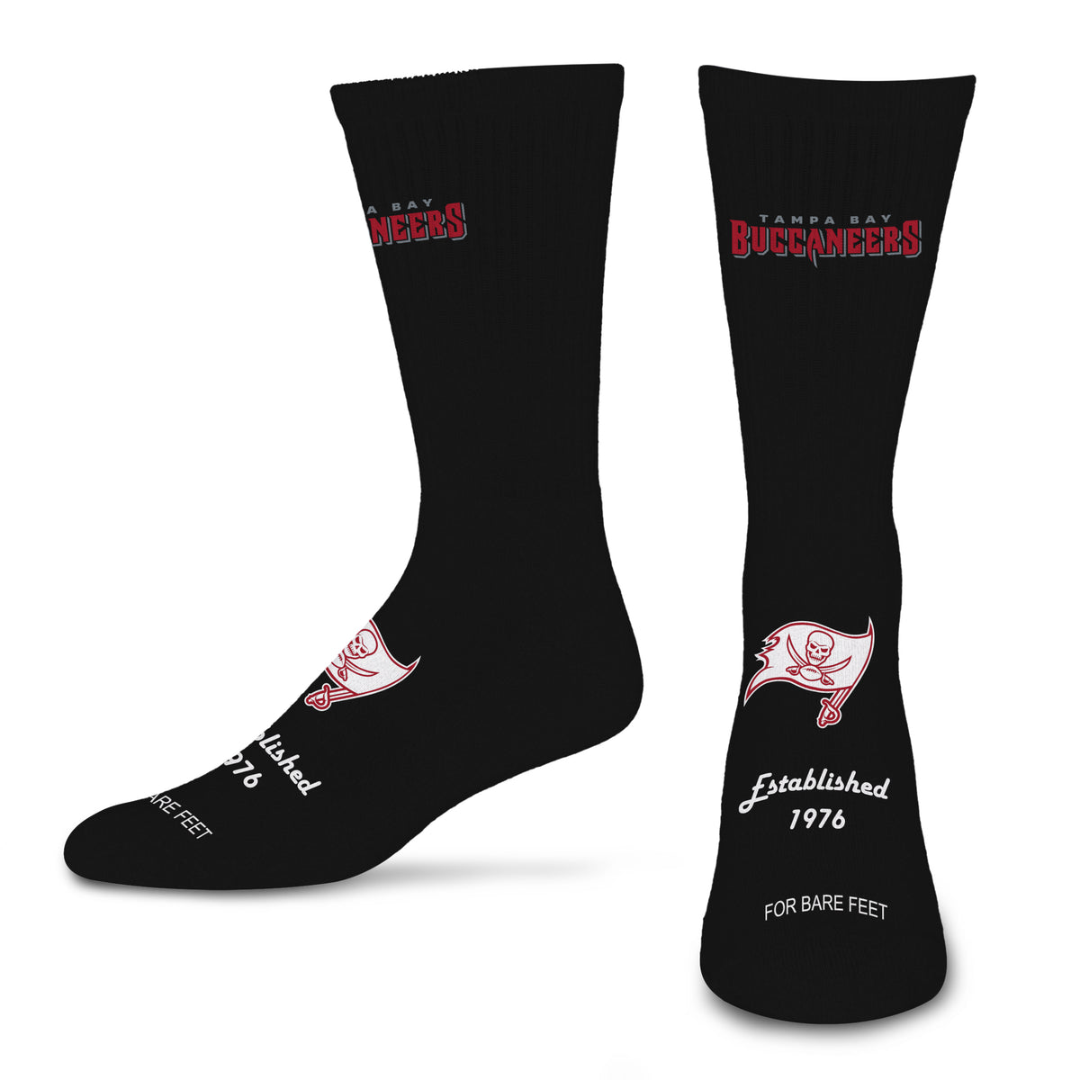 TAMPA BAY BUCCANEERS MEN'S FOR BARE FEET ESTABLISHED SOCK - BLACK