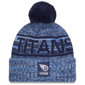 TENNESSEE TITANS 2025 NFL SIDELINE COLD WEATHER CUFFED KNIT WITH POM - BLUE