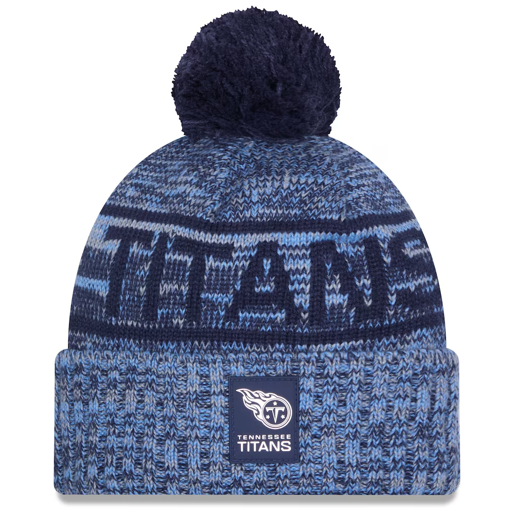 TENNESSEE TITANS 2025 NFL SIDELINE COLD WEATHER CUFFED KNIT WITH POM - BLUE