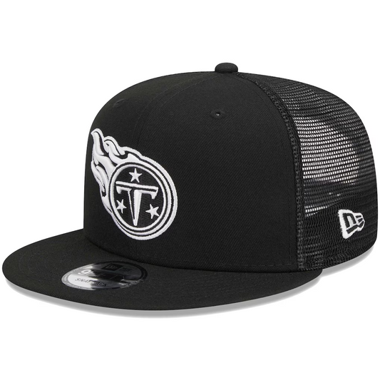 TENNESSEE TITANS EVERGREEN TRUCKER 9FIFTY SNAPBACK HAT - BLACK/WHITE