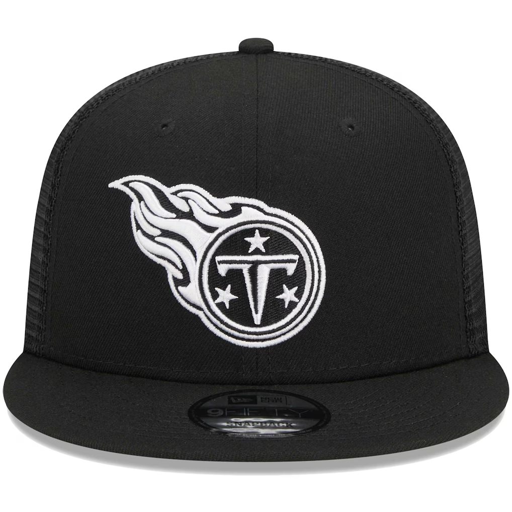 TENNESSEE TITANS EVERGREEN TRUCKER 9FIFTY SNAPBACK HAT - BLACK/WHITE
