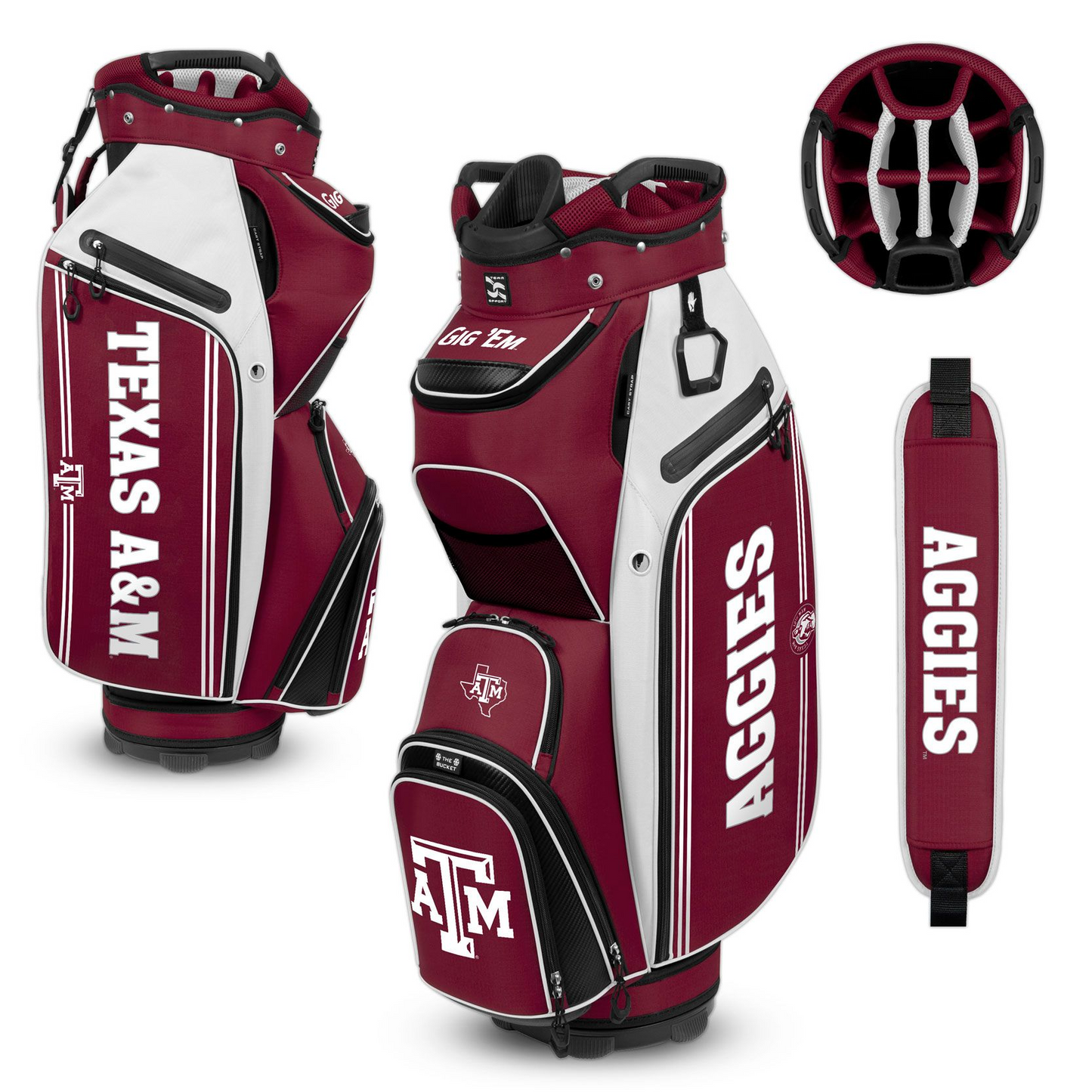 TEXAS A&M AGGIES TEAM EFFORT BUCKET III COOLER CART GOLF BAG