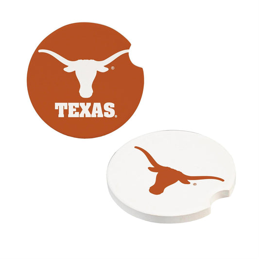 TEXAS LONGHORNS 2-PIECE CAR COASTER SET