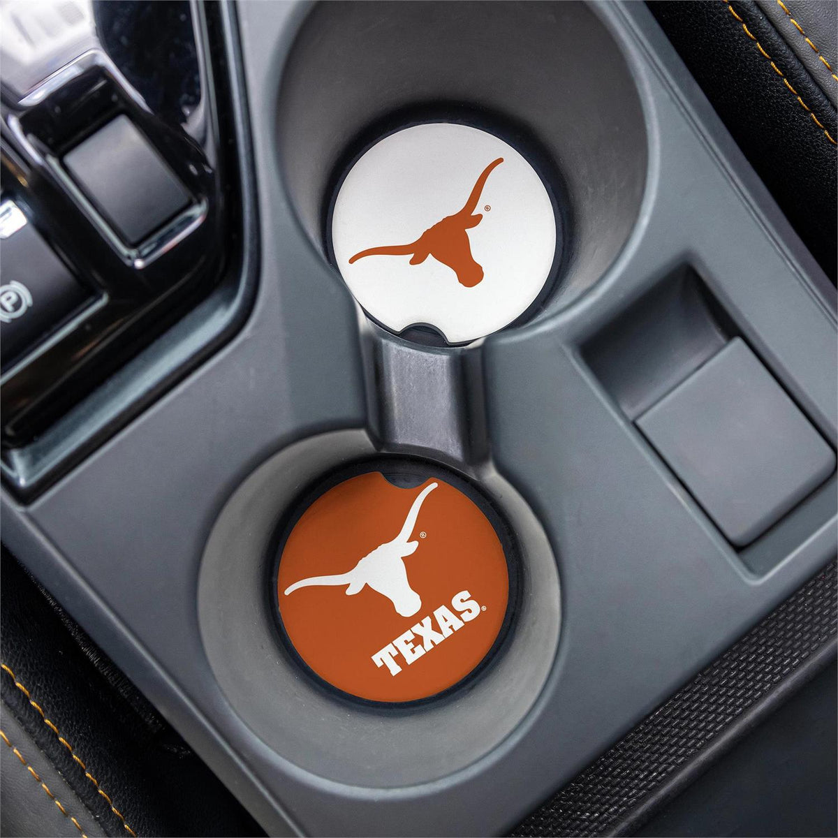 TEXAS LONGHORNS 2-PIECE CAR COASTER SET