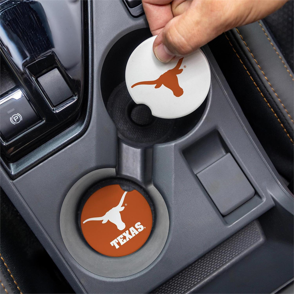 TEXAS LONGHORNS 2-PIECE CAR COASTER SET