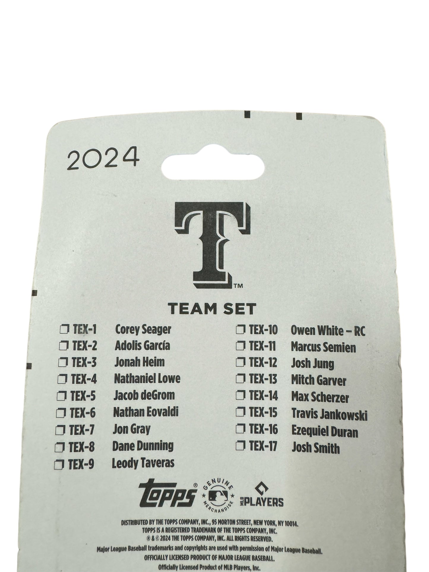 TEXAS RANGERS 2024 TOPPS TEAM SET