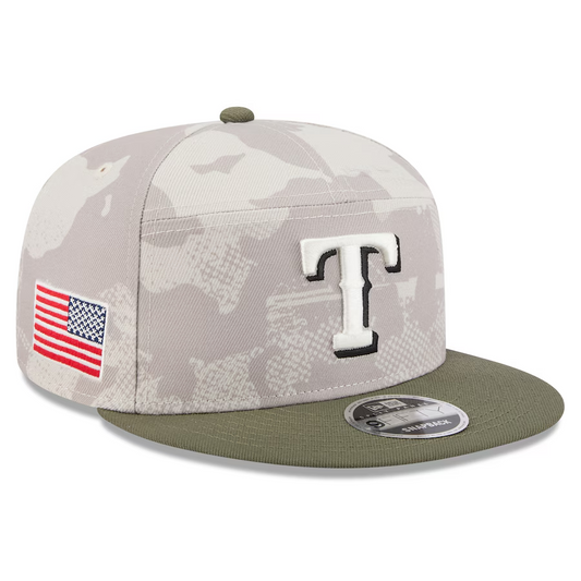 TEXAS RANGERS 2025 MLB ARMED FORCES 9FIFTY SNAPBACK HAT - STONE/OLIVE