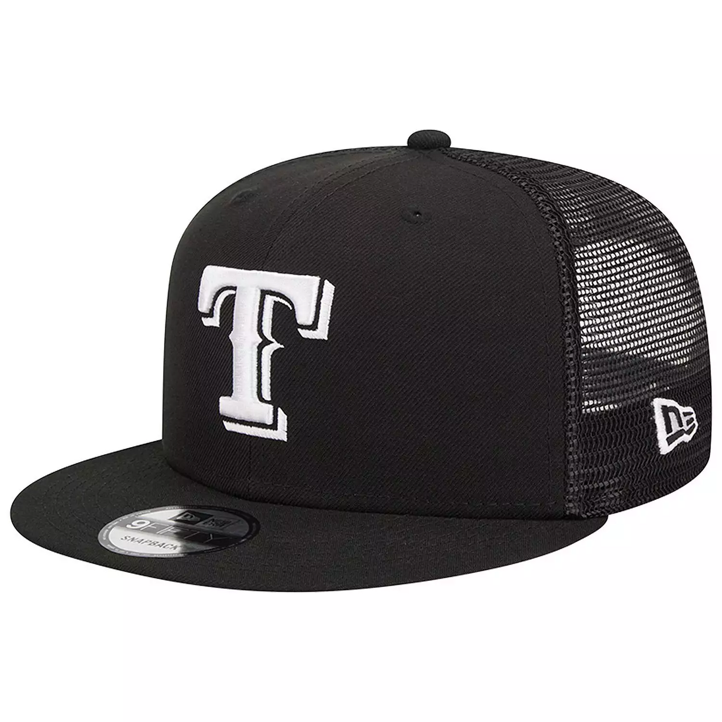 TEXAS RANGERS EVERGREEN TRUCKER 9FIFTY SNAPBACK HAT - BLACK/WHITE