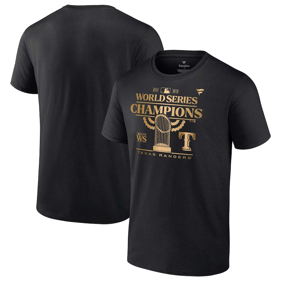 TEXAS RANGERS MEN'S 2023 WORLD SERIES CHAMPIONS PARADE T-SHIRT - BLACK