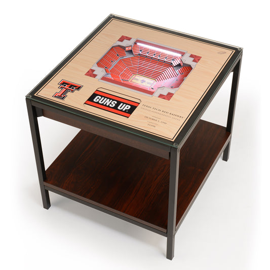 TEXAS TECH RED RAIDERS 25 LAYER 3D STADIUM LIGHTED END TABLE