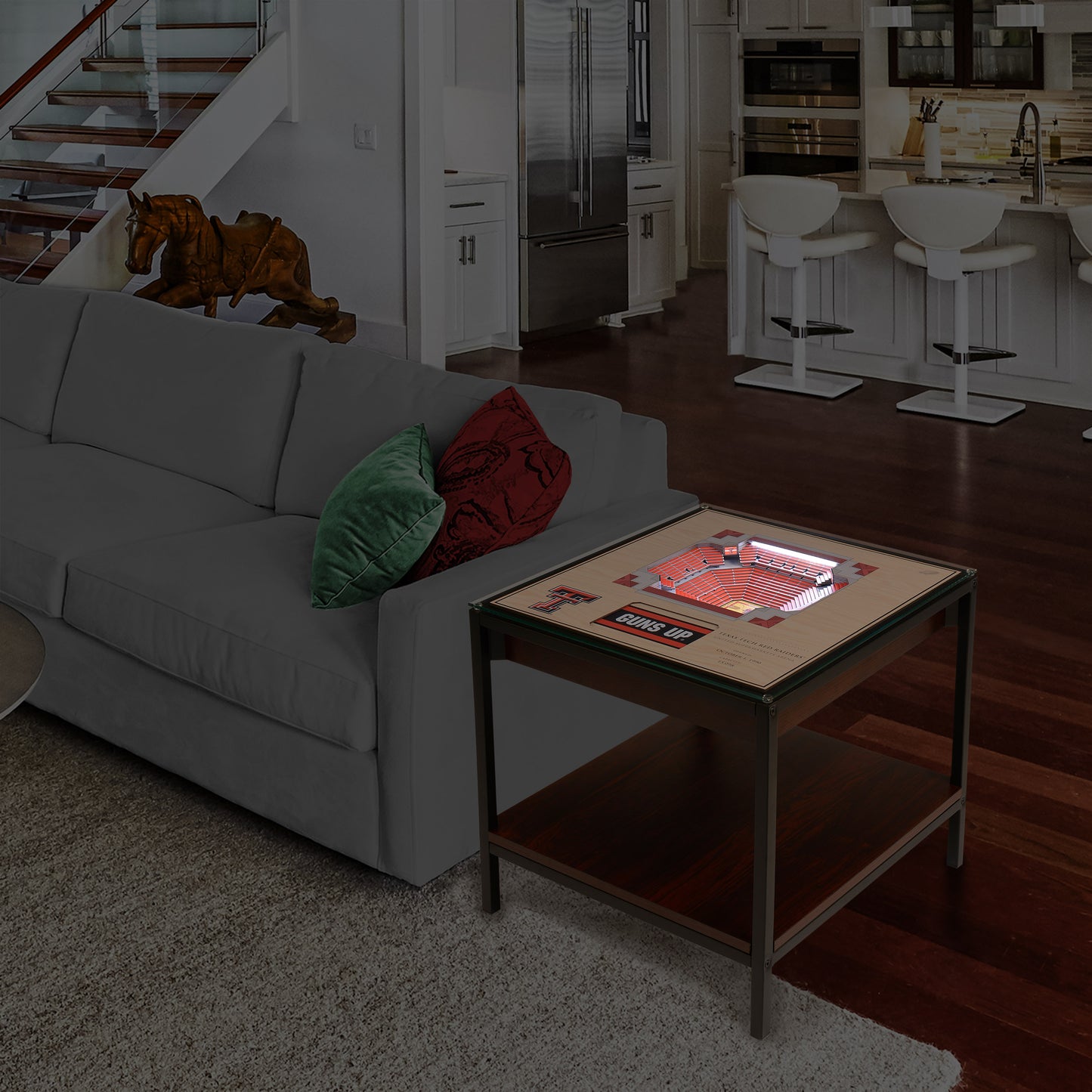 TEXAS TECH RED RAIDERS 25 LAYER 3D STADIUM LIGHTED END TABLE