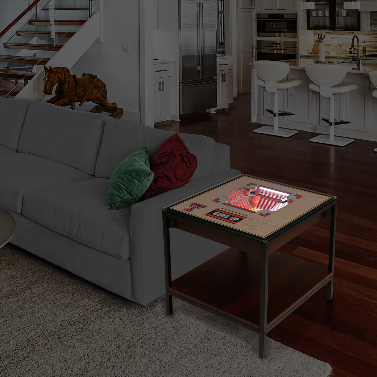 TEXAS TECH RED RAIDERS 25 LAYER 3D STADIUM LIGHTED END TABLE