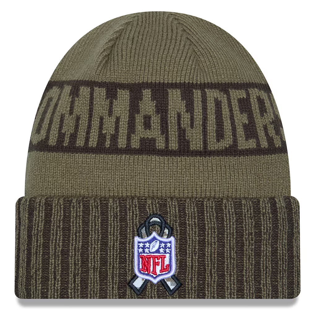 WASHINGTON COMMANDERS 2025 NFL SALUTE TO SERVICE CUFFED KNIT BEANIE - DARK GREEN