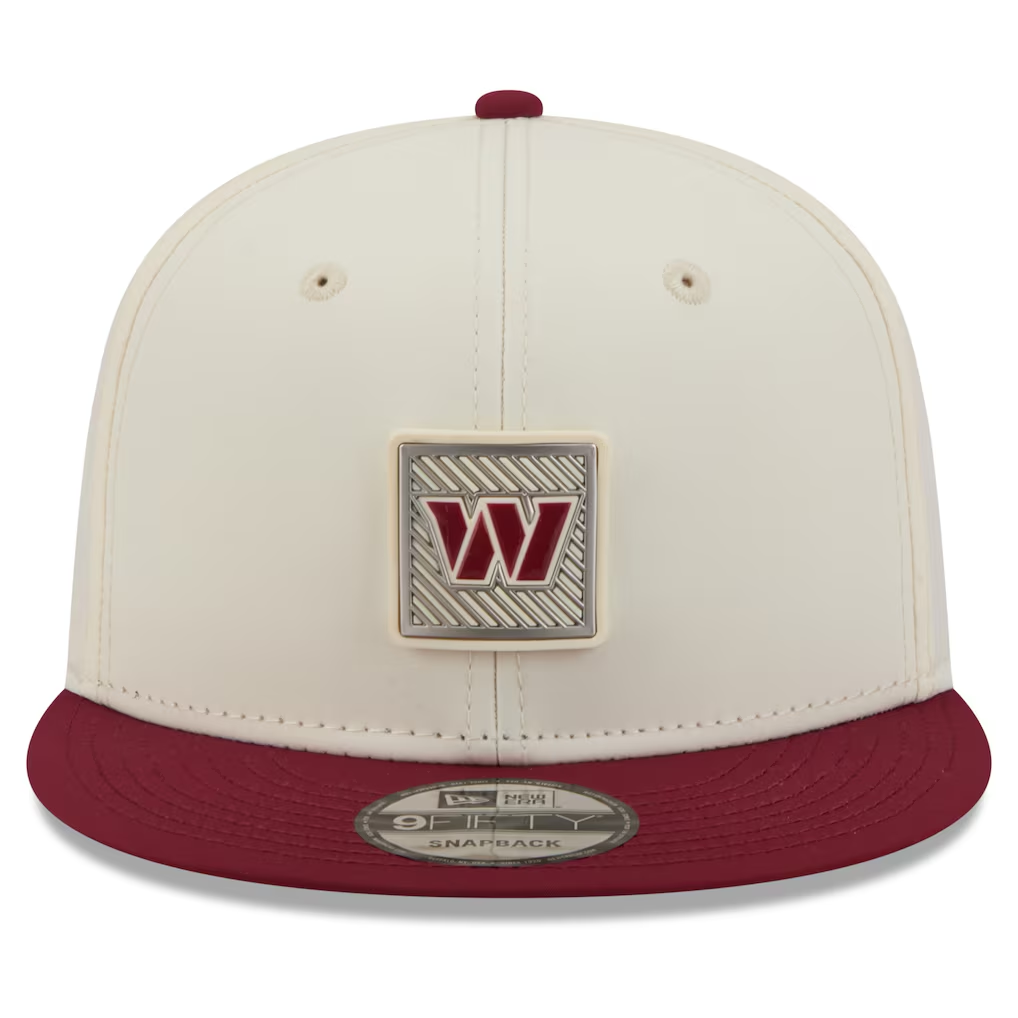 WASHINGTON COMMANDERS 2026 NFL TRAINING CAMP 9FIFTY SNAPBACK HAT - CHROME WHITE/BURGUNDY